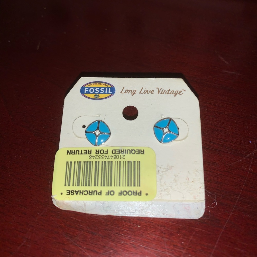 Vintage Turquoise Fossil Stud Earrings